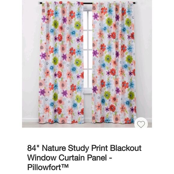 Pillowfort Nature Study Print Blackout Window Curtain 42" x 84" 1 Panel‎ New - Picture 7 of 7